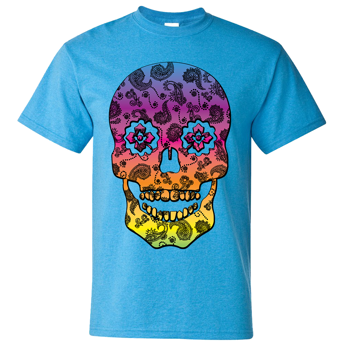 Neon Paisley Print Sugar Skull Asst Colors T Shirt Tee | eBay