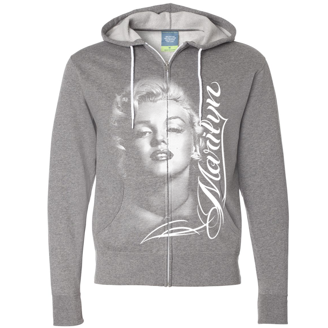 Marilyn Monroe Portrait Signature Zip-Up Hoodie