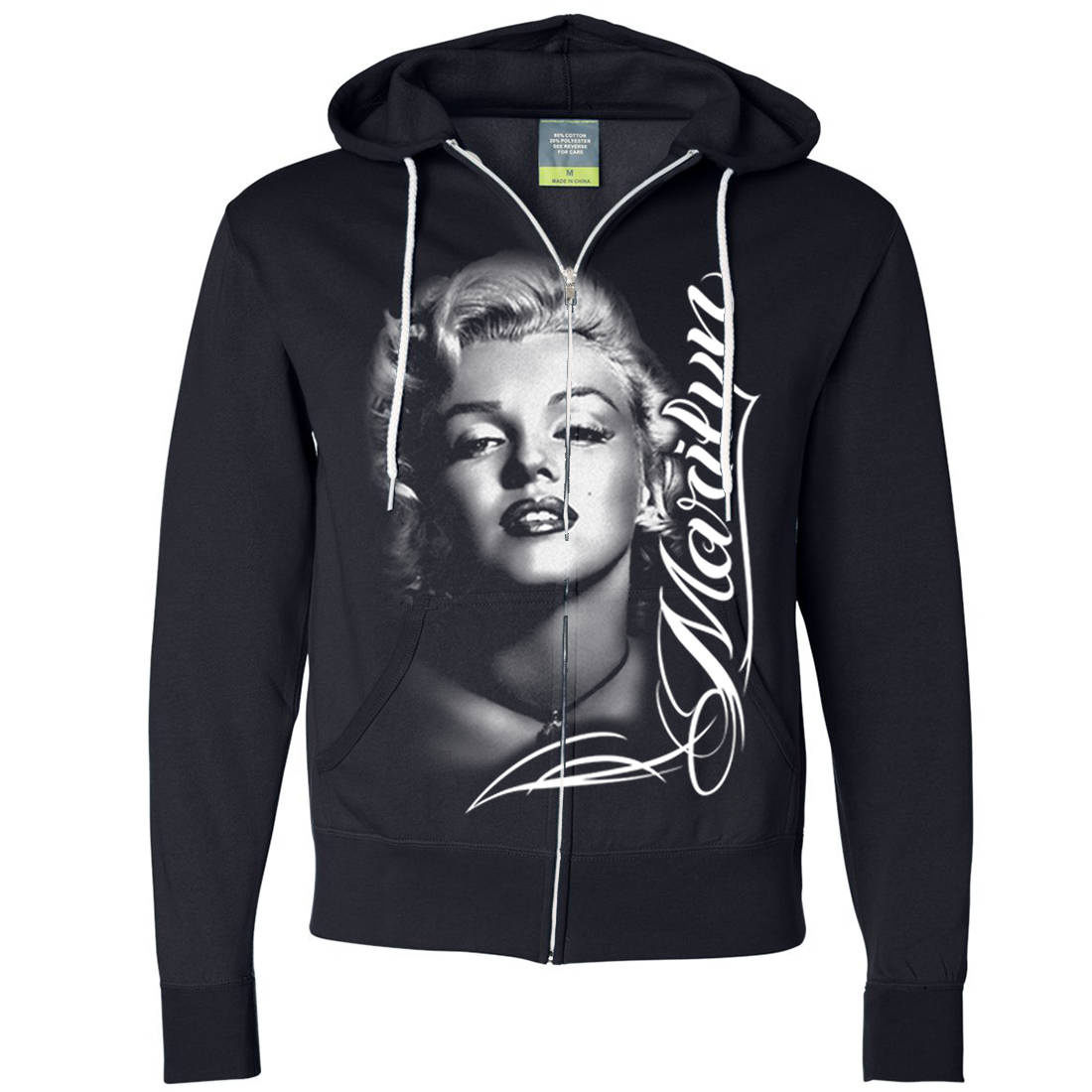 Marilyn Monroe Portrait Signature Zip-Up Hoodie