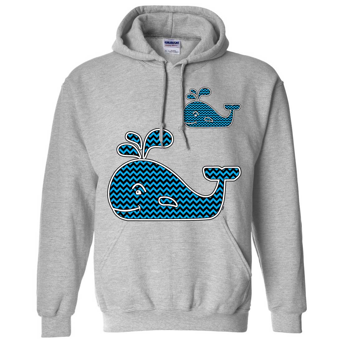 Happy Cute Spouting Whale Blue Zig Zags Sweatshirt Hoodie | eBay