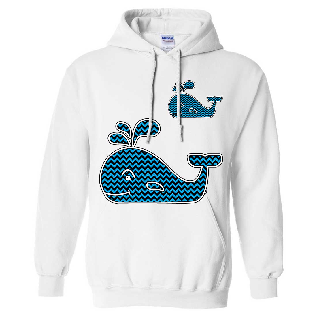 Happy Cute Spouting Whale Blue Zig Zags Sweatshirt Hoodie | eBay