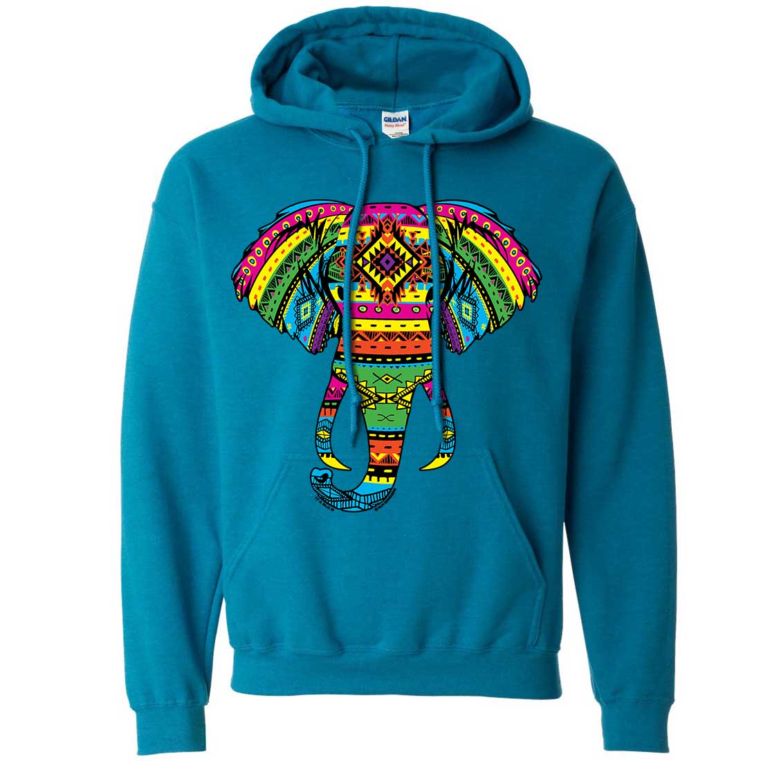 Tribal Neon Print African Elephant Head Sweatshirt Hoodie | eBay