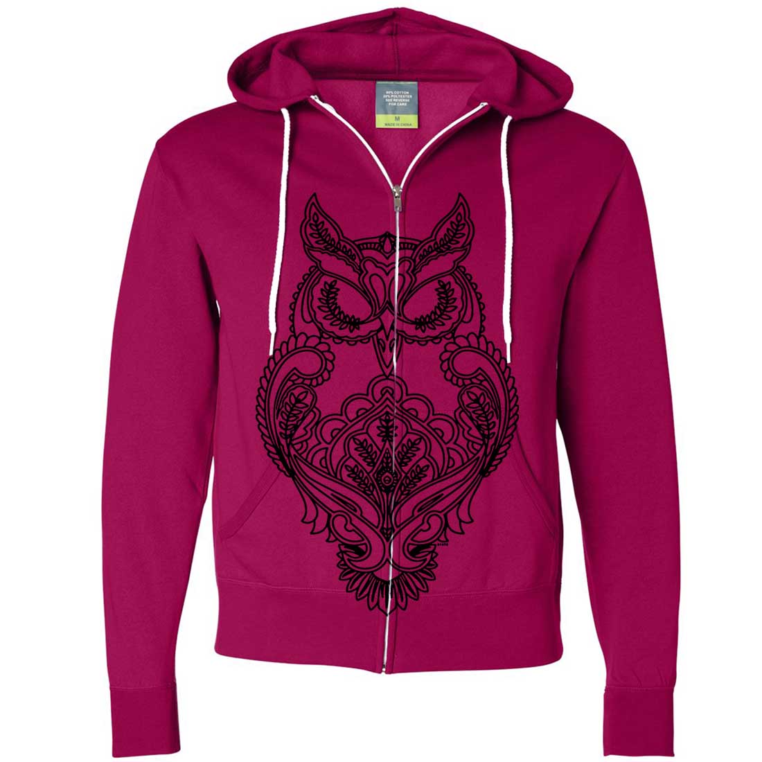 Mystical Owl Stencil Black Zip-Up Hoodie | eBay