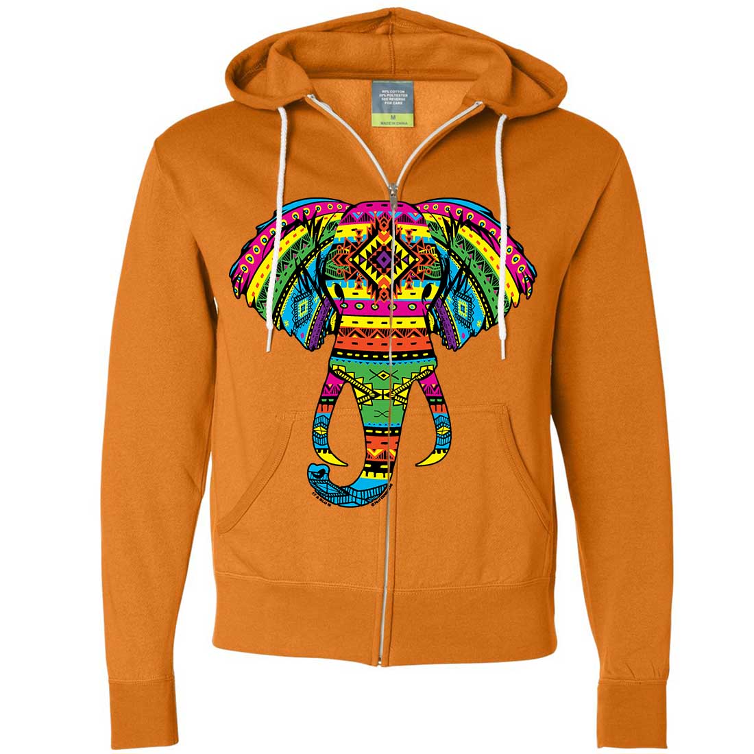 Tribal Neon Print African Elephant Head Zip-Up Hoodie | eBay